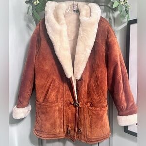 Vintage Oversized Suede Shearling Coat
